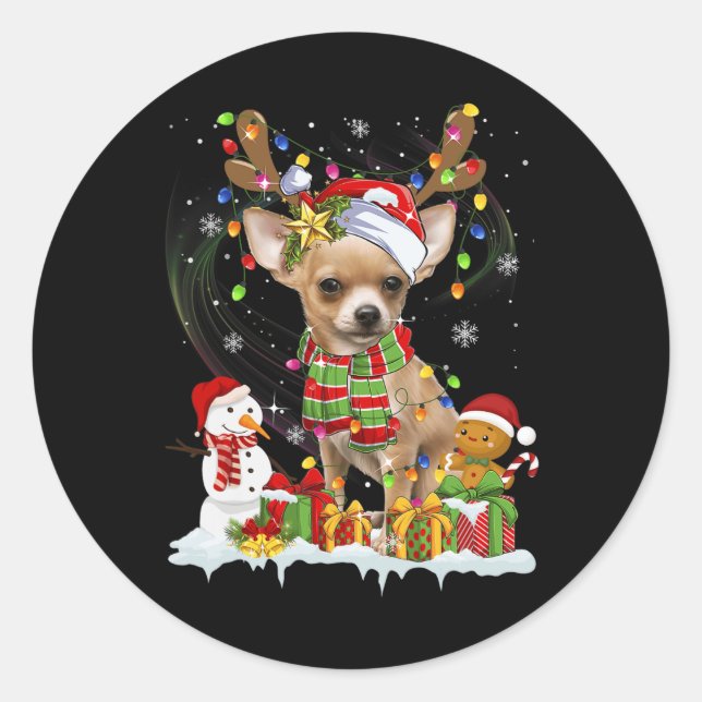 Fun Chihuahua Weihnachten Ugly Hund Weihnachtsmann Runder Aufkleber (Vorderseite)