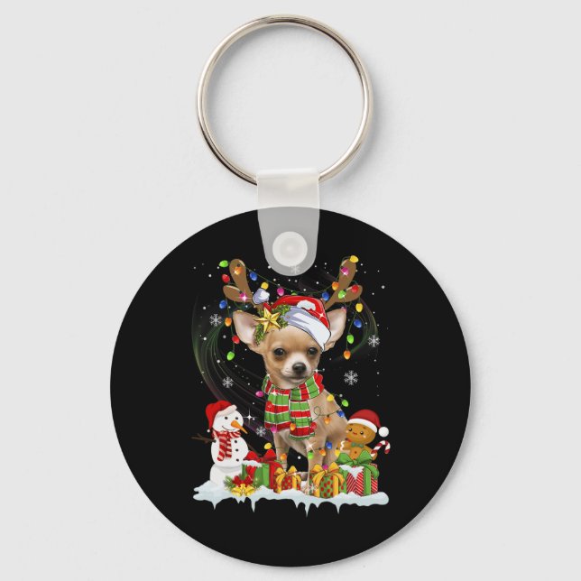 Fun Chihuahua Weihnachten Ugly Hund Weihnachtsmann Schlüsselanhänger (Vorderseite)
