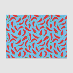 Fun Chili Pepper Muster auf Blue Seidenpapier