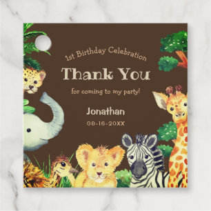 Fun Chocolate Brown Jungle Wilde Tiere Geburtstag Geschenkanhänger