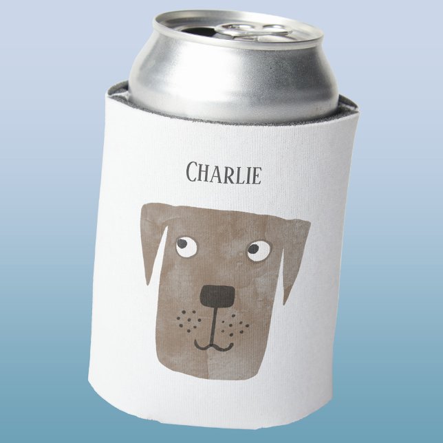 Fun Chocolate Labrador Retriever Dog Personalisier Dosenkühler (Chocolate Labrador Retriever dog fun personalized custom name can cooler)