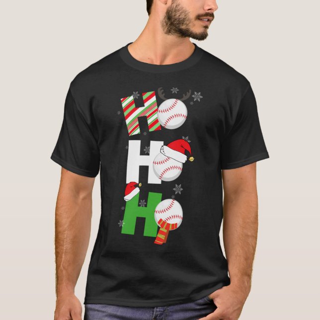 Fun Christmas Baseball Pyjamas Player Matching T-Shirt (Vorderseite)