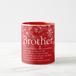 Fun Christmas Brother Definition Schneeflocken Zweifarbige Tasse