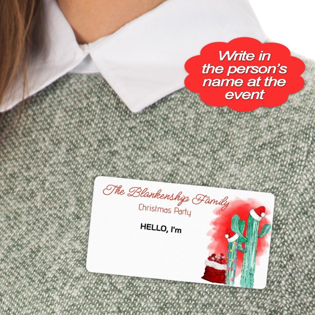 Fun Christmas Cactus Paper Label Tag (Help your guests remember names at your awesome Christmas paper with fun cactus sticker name tags.)
