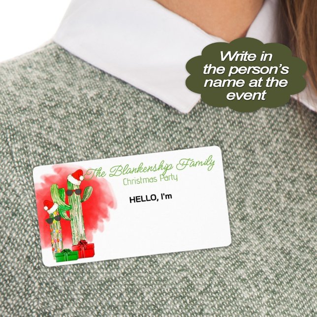 Fun Christmas Cactus Paper Label Tag (A southwest HOWDY and fun name tag to help guests remember the names of others at your awesome event)