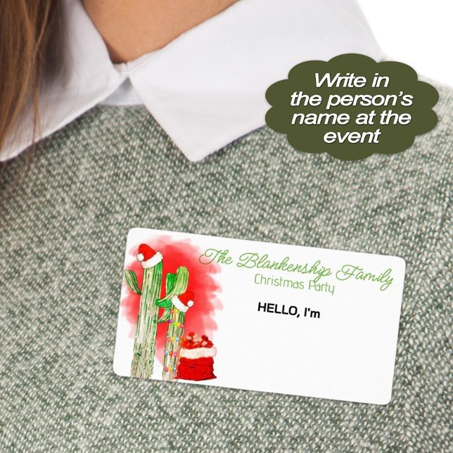 Fun Christmas Cactus Paper Label Tag (Shout HOWDY as you call out guests with their personal name tags at your awesome southwestern event)