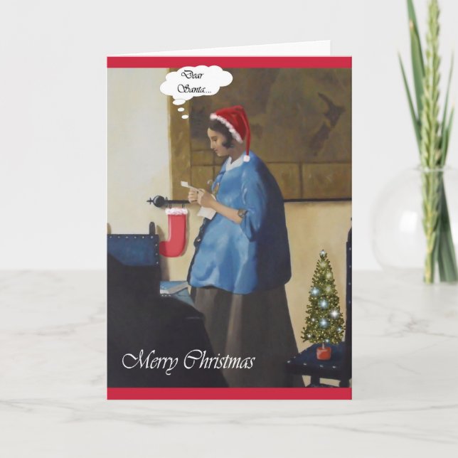 Fun Christmas Card Vermeer Style Feiertagskarte (Vorderseite)