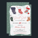 Fun Christmas Cookie geheime santa Austausch Party Einladung<br><div class="desc">Ein lustiger Weihnachtsfeiertag Geheimgeschenke tauschen Santa-Party Einladung mit niedlichen Illustrationen von Weihnachten Strumpf und Schnee ,  alle Illustrationsfarben sind bearbeitbar,  um Ihre eigene Farbpalette auf grün</div>