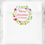Fun Christmas Dots Stickers<br><div class="desc">Helle festliche Punkte schmücken diese lustigen Weihnachtsaufkleber. Ändern Sie den Text,  um diese Aufkleber zu personalisieren. Verwenden Sie diese Pfefferminzsticker für Geschenke,  Geschenketiketten,  Geschenktaschen,  Pakete,  Umschläge,  Backen,  die Küche,  ein Cookie-Swap,  Kekswechsel,  Weihnachten,  etc... Das Design stammt aus der Originalkunst.</div>