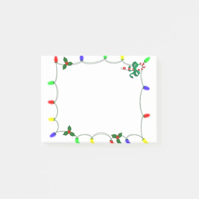 Fun Christmas Light Boarder Post-it Klebezettel (Vorderseite)