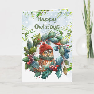 Fun Christmas Owl Tierwelt Natur Karte