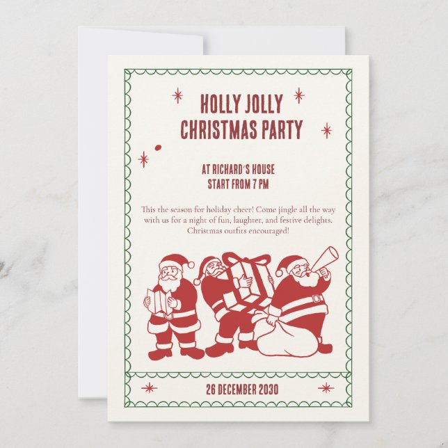 Fun Christmas party invite by Santa Einladung (Vorderseite)