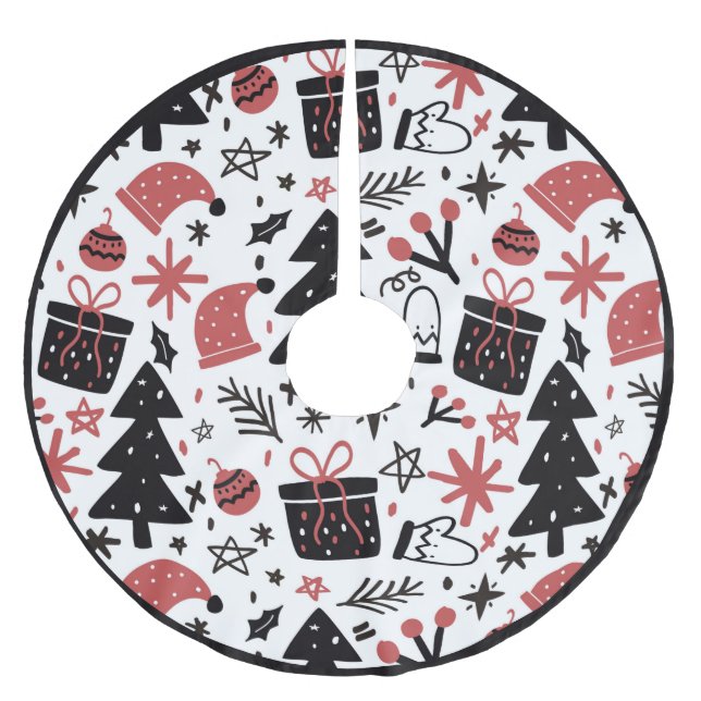 Fun Christmas Pattern Xmas Tree Weihnachtsmannmütz Polyester Weihnachtsbaumdecke (Vorderseite)