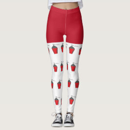 Fun Christmas Red Bryn Mawr Lantern White Leggings