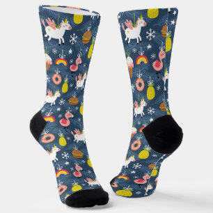 Fun Christmas Unicorns und Flamingos Muster Socken