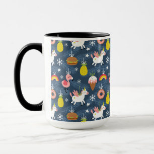 Fun Christmas Unicorns und Flamingos Muster Tasse