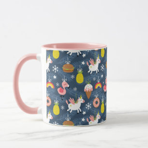 Fun Christmas Unicorns und Flamingos Muster Tasse