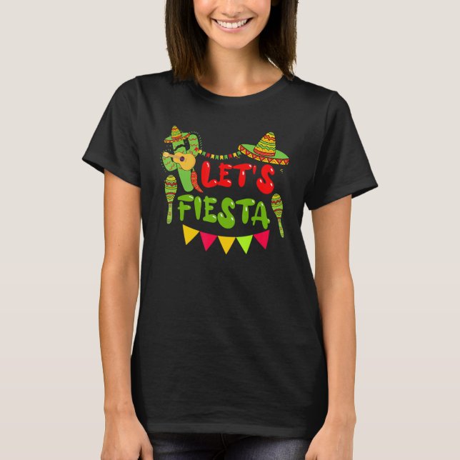 Fun Cinco De Mayo Mexican Playing Guitar Cactus Le T-Shirt (Vorderseite)