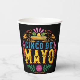 Fun Cinco de Mayo Mexikanischer Hut, bunte Blume Pappbecher