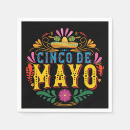 Fun Cinco de Mayo Mexikanischer Hut, bunte Blume Serviette