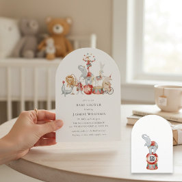 fun Circus Baby Shower with qr code Invitation Einladung