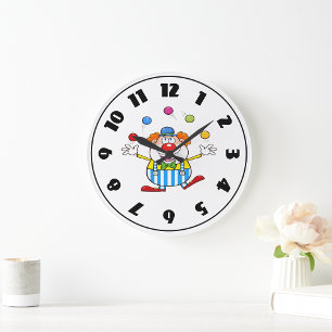Fun Circus Clown Juggling Balls Große Wanduhr