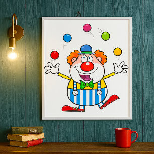 Fun Circus Clown Juggling Balls Poster