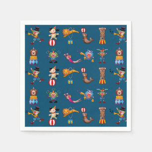 Fun Circus Party Acts Cartoon Muster Blau Serviette