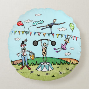 Fun Circus Themed Rundes Kissen