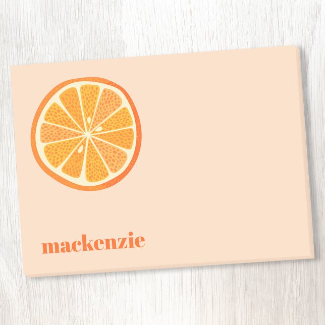 Fun Citrus Orange Slice Personalisierter Individue Post-it Klebezettel (Fun orange citrus slice personalized custom name Post It sticky notes)