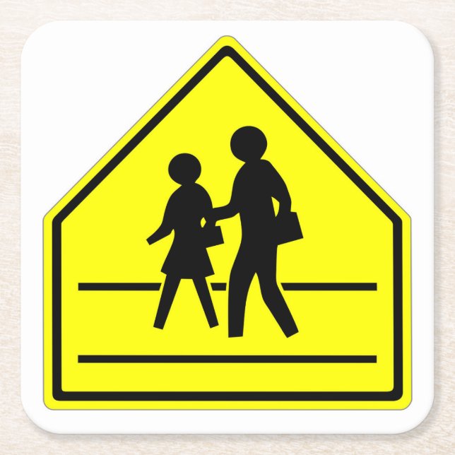 Fun Classic School Crossing Sign Untersetzer Set (Vorderseite)