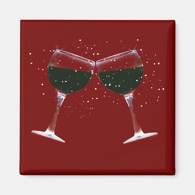 Fun Clinking, Toasting Wine Glasses Magnet (Vorne)