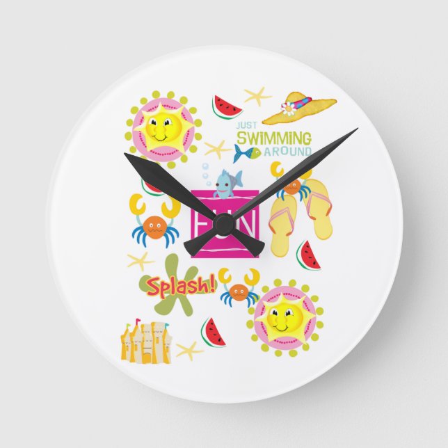Fun Clock im Beach House Runde Wanduhr (Vorderseite)