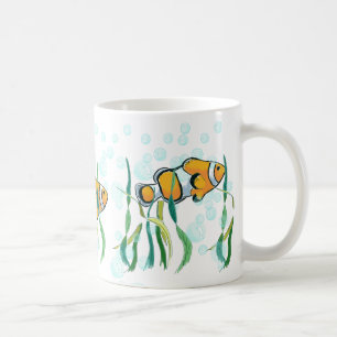 Fun Clown Fisch Orange White Black Blue Blubbles Kaffeetasse