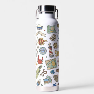 Fun Coastal Beach Schönes Design auf Weiß Trinkflasche