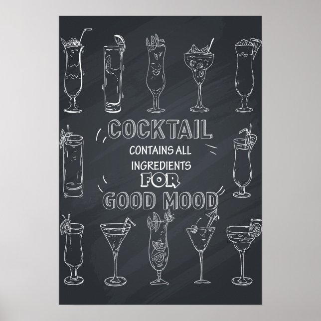 Fun Cocktail Chalkboard Party Poster (Vorne)