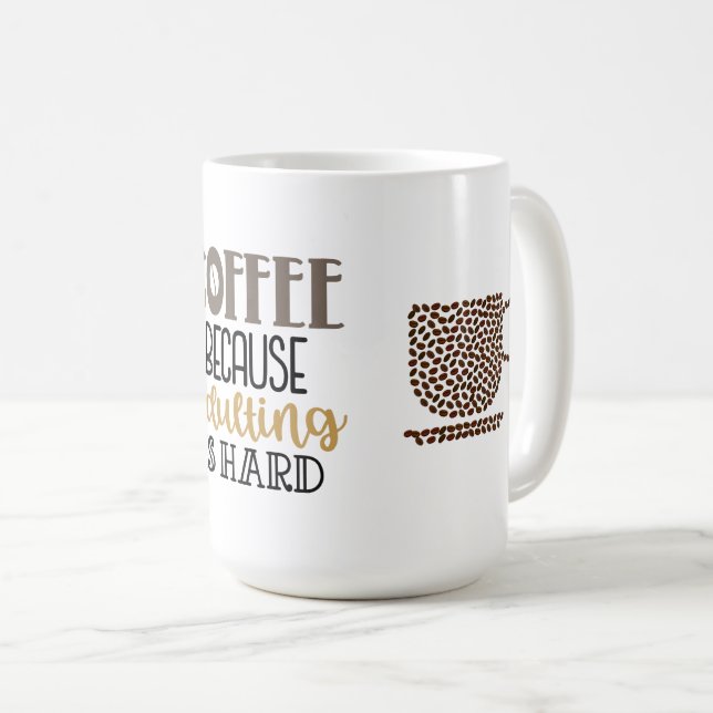 Fun Coffee Bean Typografie Erwachsene Kaffeetasse (VorderseiteRechts)
