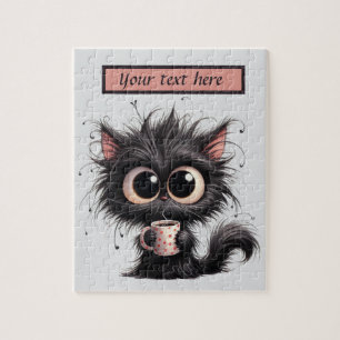 Fun coffee cat fügen Text hinzu Puzzle