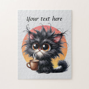 Fun coffee cat fügen Text hinzu Puzzle