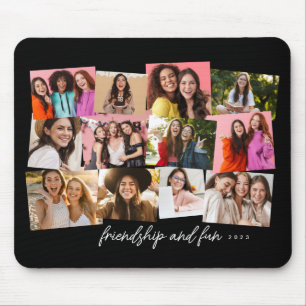 Fun Collage 12 Foto personalisiert Schwarz/Weiß Mousepad
