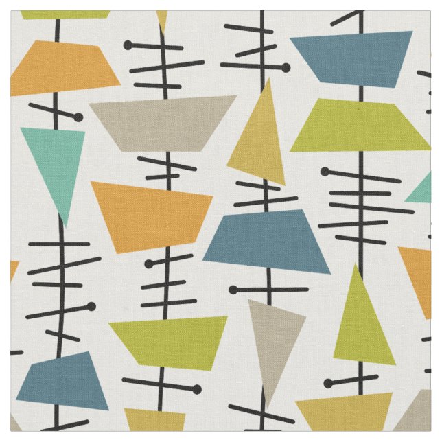 Fun Colorful Abstract Geometric Mid Century Retro Stoff (Nahaufnahme)