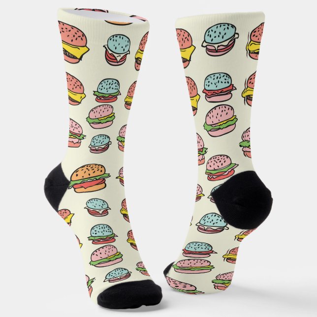 Fun Colorful Burger Patterns Socken (Gewinkelt)