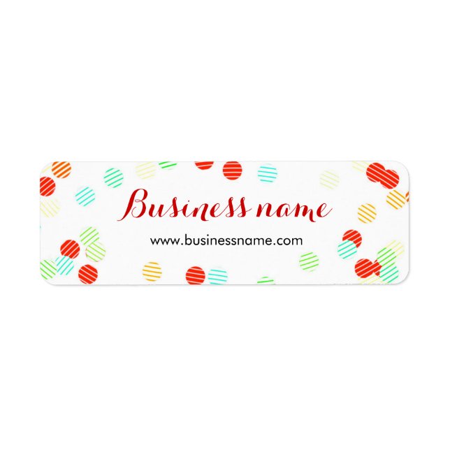 Fun Colorful Confetti Firmennamen Labels (Vorne)