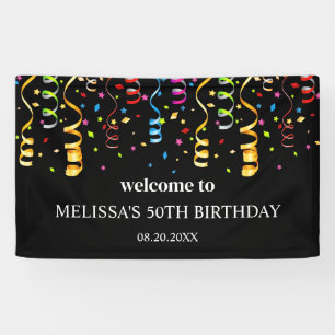 Fun Colorful Confetti Ribbon Geburtstag Willkommen Banner