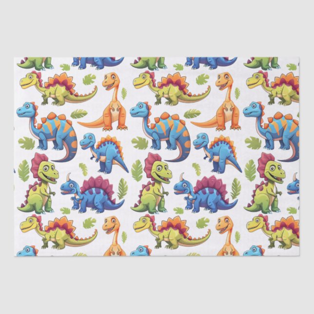 Fun Colorful Dinosaur Themed Dino-Mite Seidenpapier (Vorderseite)