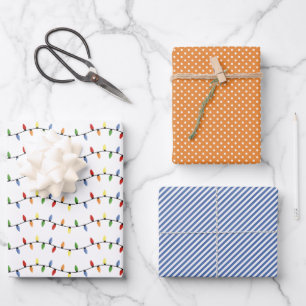 Fun Colorful Festive Party String Lights Pattern Geschenkpapier Set