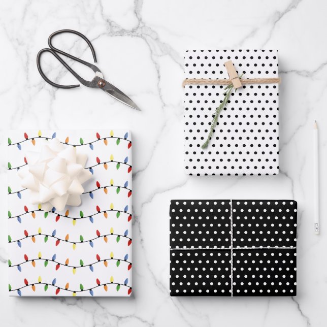 Fun Colorful Festive Party String Lights Pattern Geschenkpapier Set (Vorderseite)