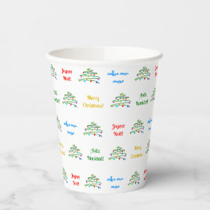 Fun Colorful Frohe Weihnachten & Weihnachtsbaum Pappbecher
