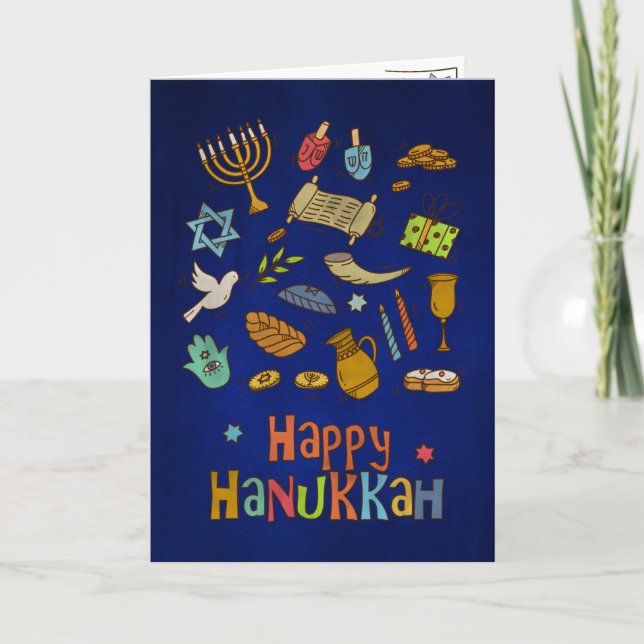 Fun Colorful Happy Hanukkah Card Karte (Vorderseite)