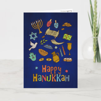 Fun Colorful Happy Hanukkah Card Karte